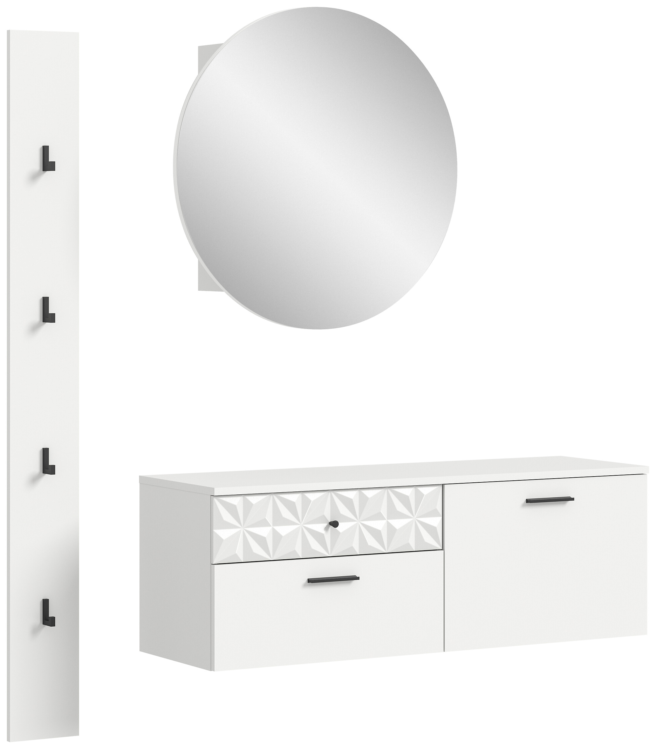 Garderobe Prisma weiß weiß Hochglanz B/H/T: ca. 141x192x34 cm Garderobe Prisma weiß weiß Hochglanz B/H/T: ca. 141x192x34 cm