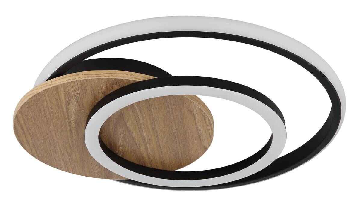 GLOBO LED-Deckenleuchte Julio Opal mattschwarz MDF Kunststoff B/H/L: ca. 38x6,5x36 cm 1 Brennstellen