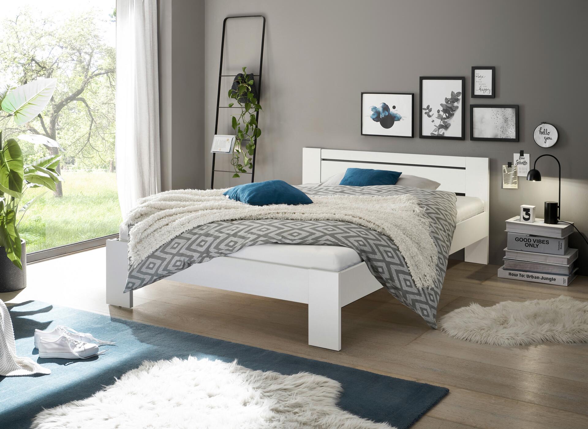 Futonbett Cannes weiß Liegefläche B/L: ca. 140x200 cm