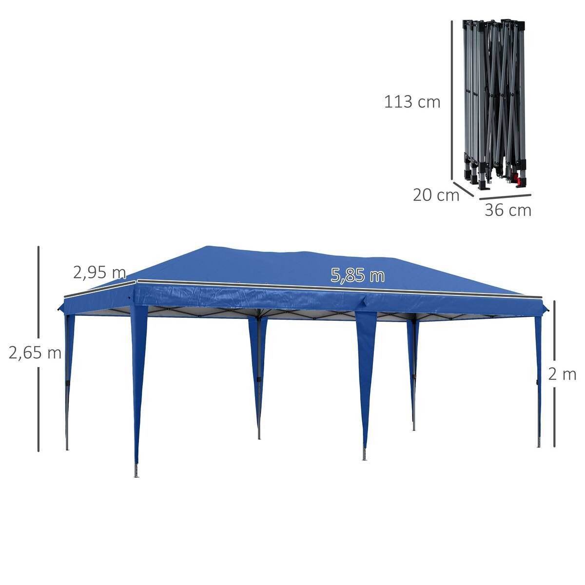 Outsunny Faltpavillon blau Polyester-Mischgewebe B/H/L: ca. 295x265x585 cm