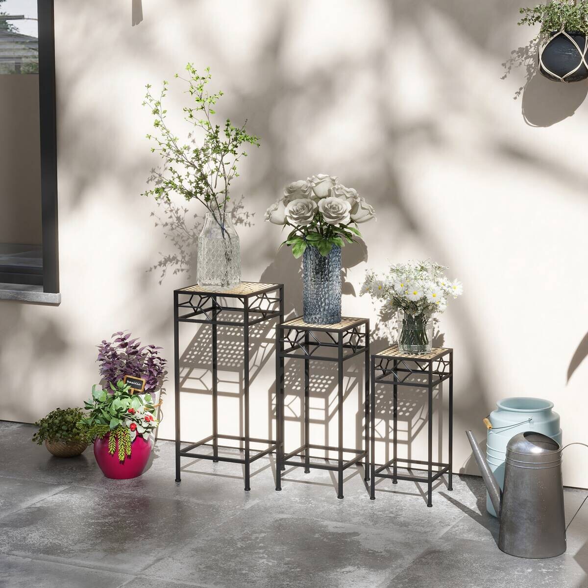 Outsunny Pflanzständer gold Edelstahl B/H/L: ca. 28x28x66 cm