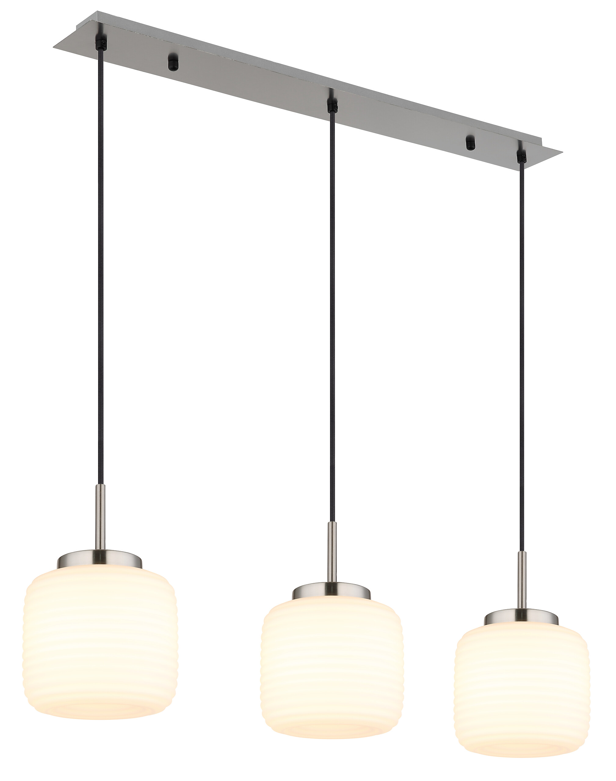 GLOBO Pendelleuchte nickel matt schwarz Opal Metall Glas B/H: ca. 90x130 cm 3.0 Brennstellen