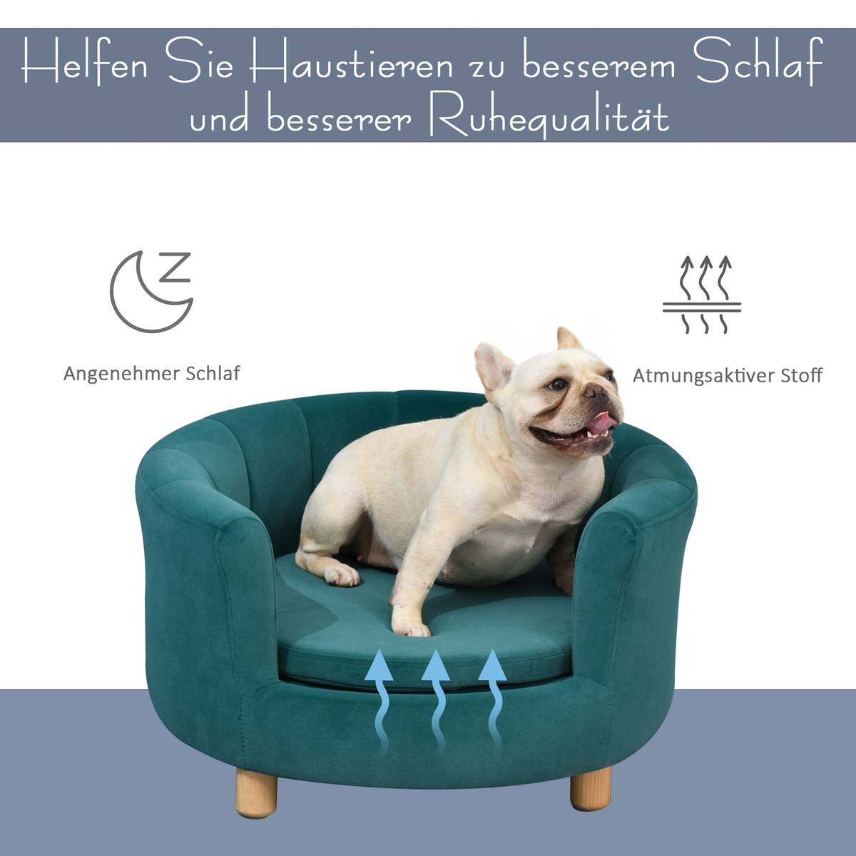 PawHut Hundesofa grün Schaumstoff B/H/L: ca. 65x37x64 cm