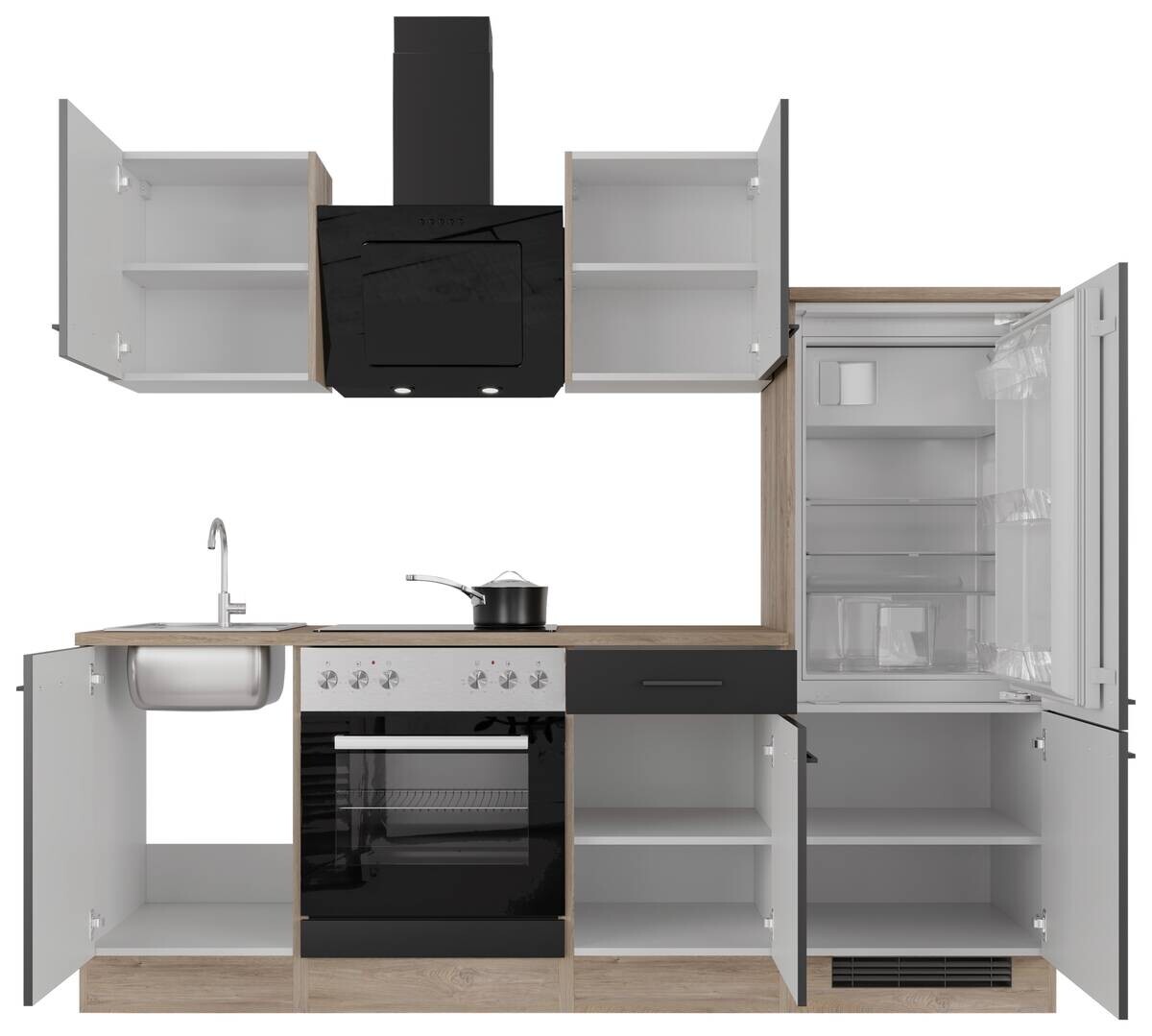 Küchenblock Capri schwarz matt B/H/T: ca. 220x200x60 cm