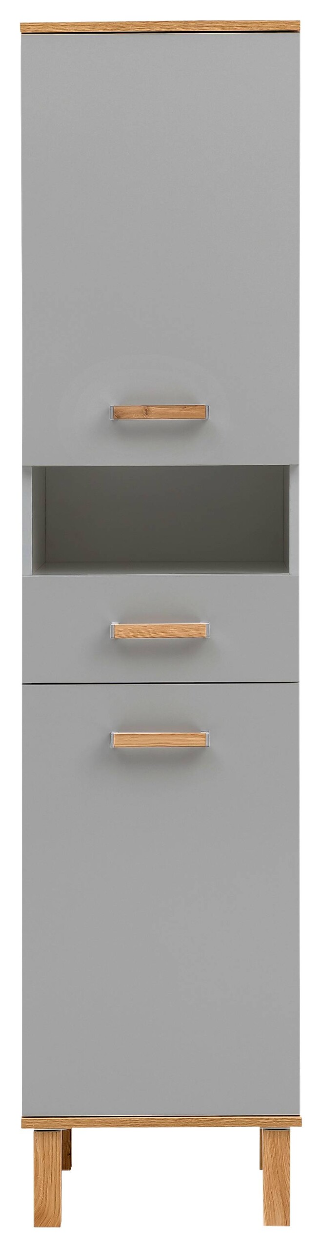 Hochschrank Padua grau Eiche Landhaus Nachbildung B/H/T: ca. 40,4x178,5x35 cm