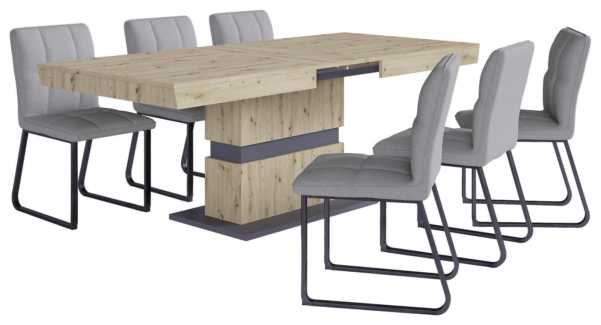 Stuhl TALEA  2er-Set hellgrau schwarz Webstoff Metall B/H/T: ca. 46x86x55 cm