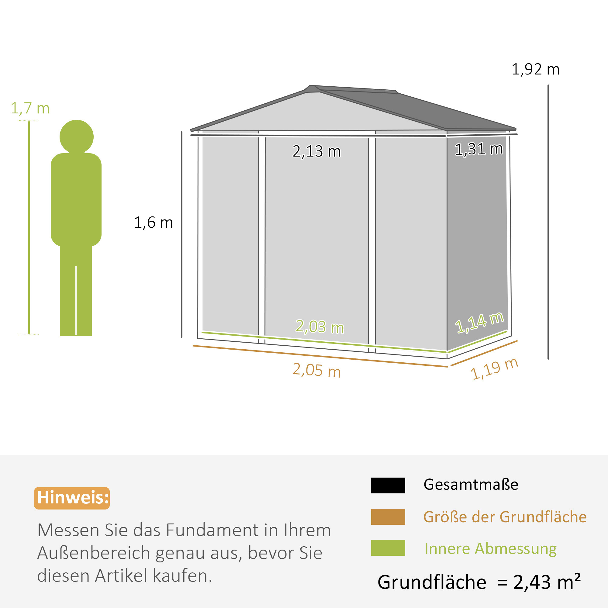 Outsunny Gerätehaus grau B/H/L: ca. 131x192x213 cm