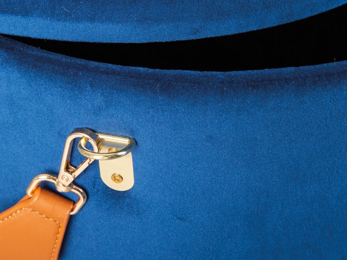 Inter Link Hocker Papua blau MDF Samtoptik B/H/T: ca. 35x45x35 cm