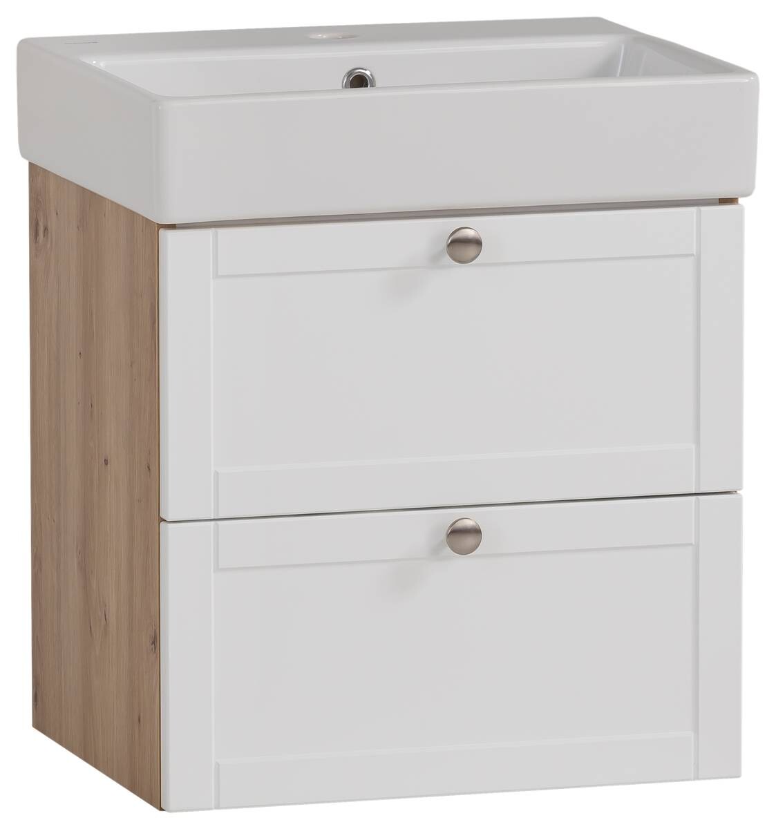 Waschbeckenunterschrank Jesper Eiche Artisan Nachbildung weiß matt B/H/T: ca. 50x57x40 cm Waschbeckenunterschrank Jesper Eiche Artisan Nachbildung weiß matt B/H/T: ca. 50x57x40 cm