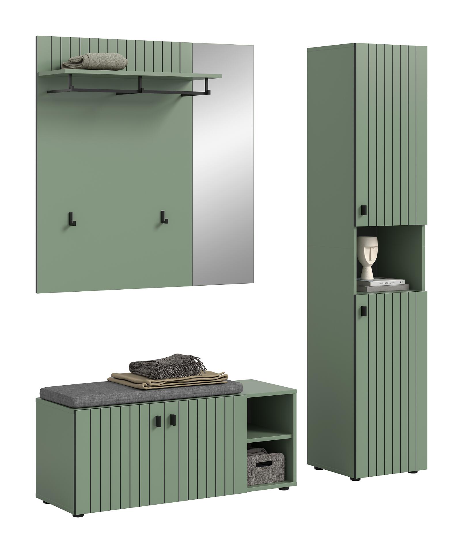 Garderobenset STATION grün B/H/T: ca. 161x192x37 cm Garderobenset STATION grün B/H/T: ca. 161x192x37 cm