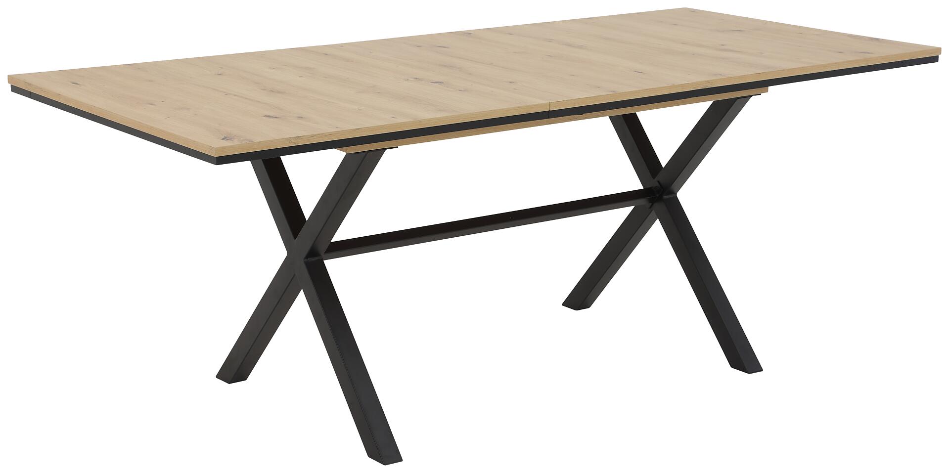 Esstisch KARINA Eiche Artisan Nachbildung schwarz pulverbeschichtet B/H/T: ca. 160x76x90 cm