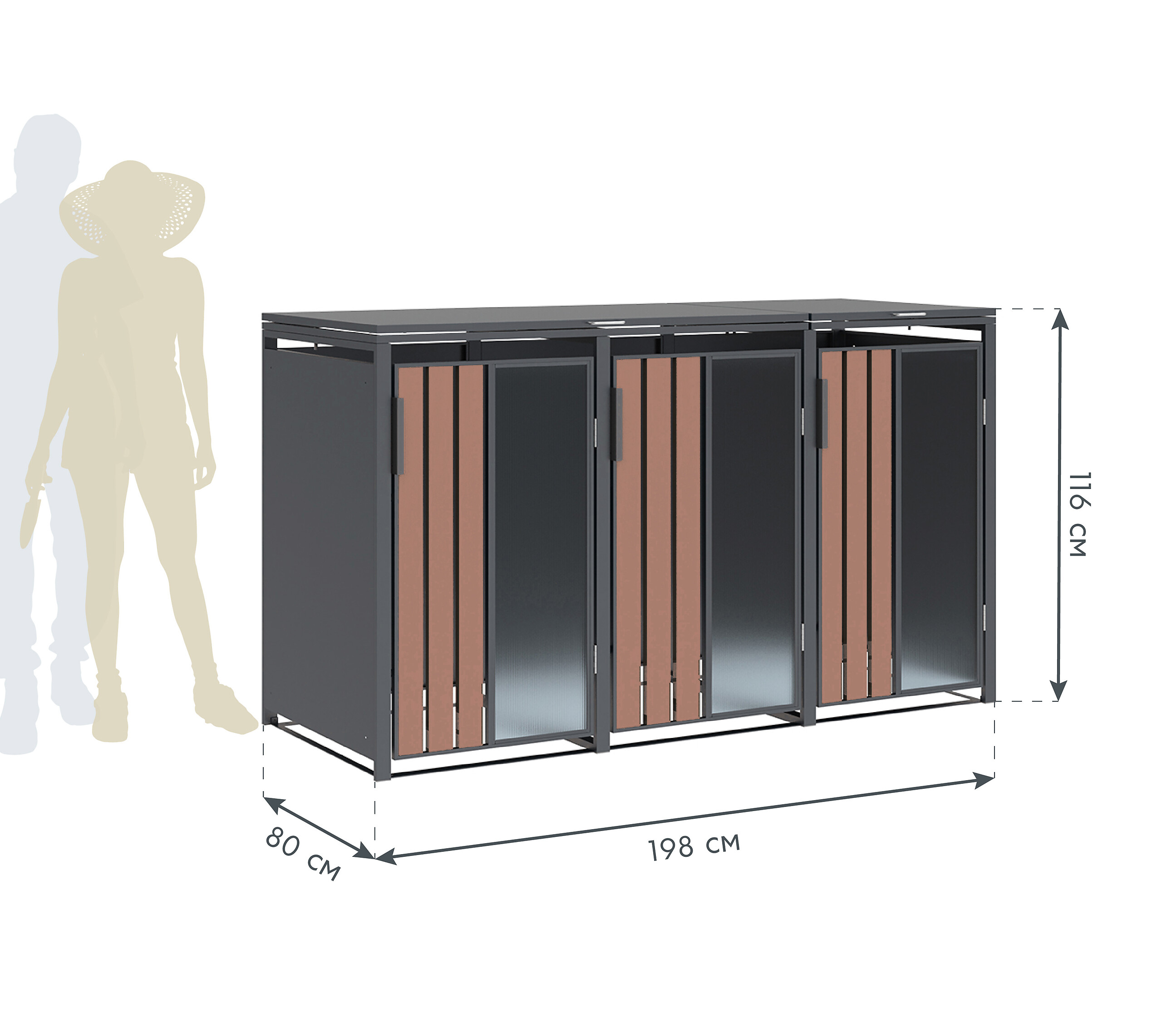 Westmann Mülltonnenbox Status anthrazit B/H/L: ca. 198x116x80 cm
