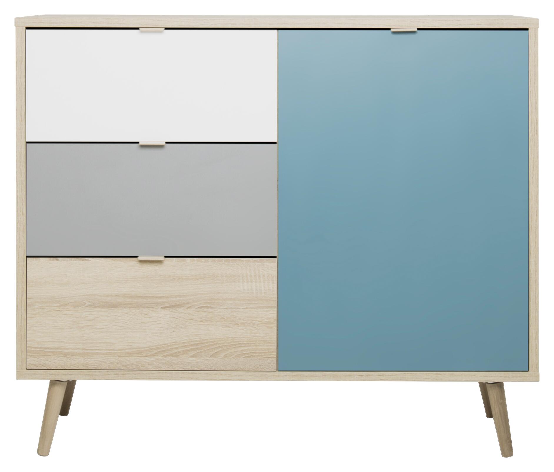 Kommode Cuba Eiche Sonoma Nachbildung weiß grau petrol B/H/T: ca. 103x87x40 cm