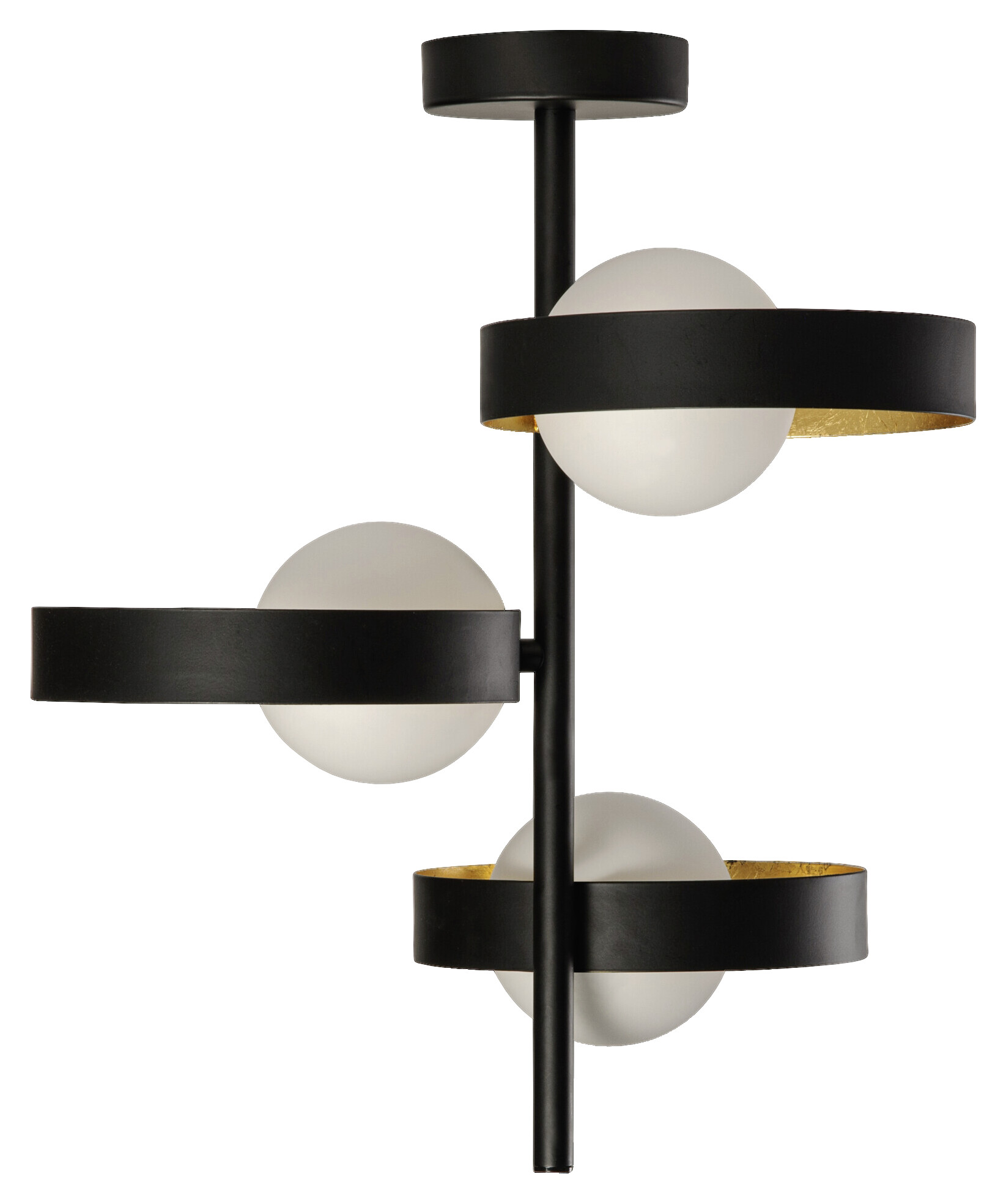 LEDVANCE Deckenleuchte Memphis schwarz gold weiß Metall Glas H/D: ca. 42,5x31,5 cm G9 3 Brennstellen