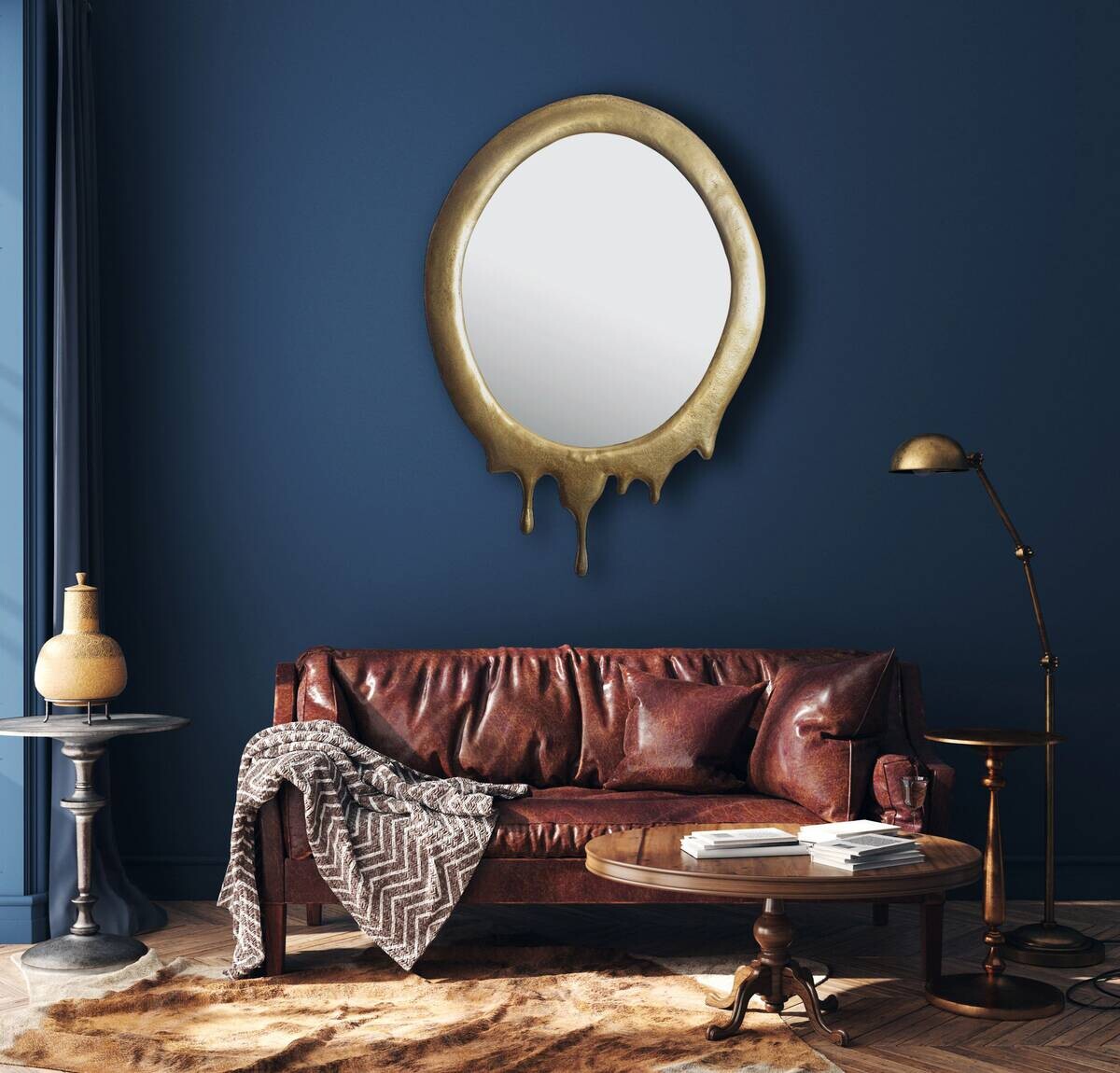 Wohnling Wandspiegel gold Metall B/H/T: ca. 50x71x3 cm