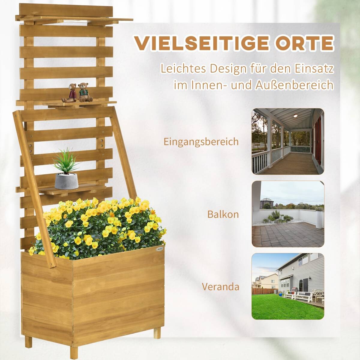 Outsunny Gartenbeet mit Rankgitter B/H/L: ca. 39x160x63 cm