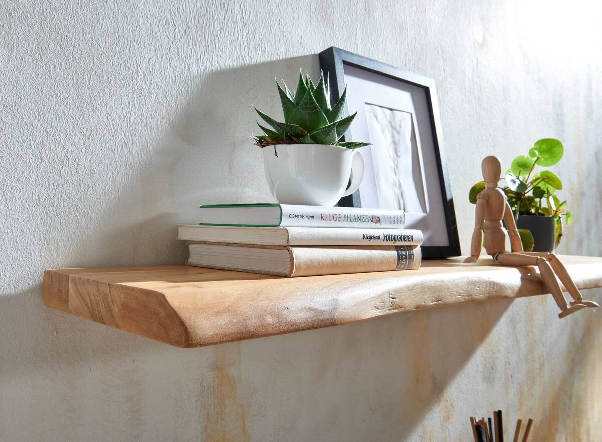 Wandregal braun Holz B/H/T: ca. 120x4x26 cm