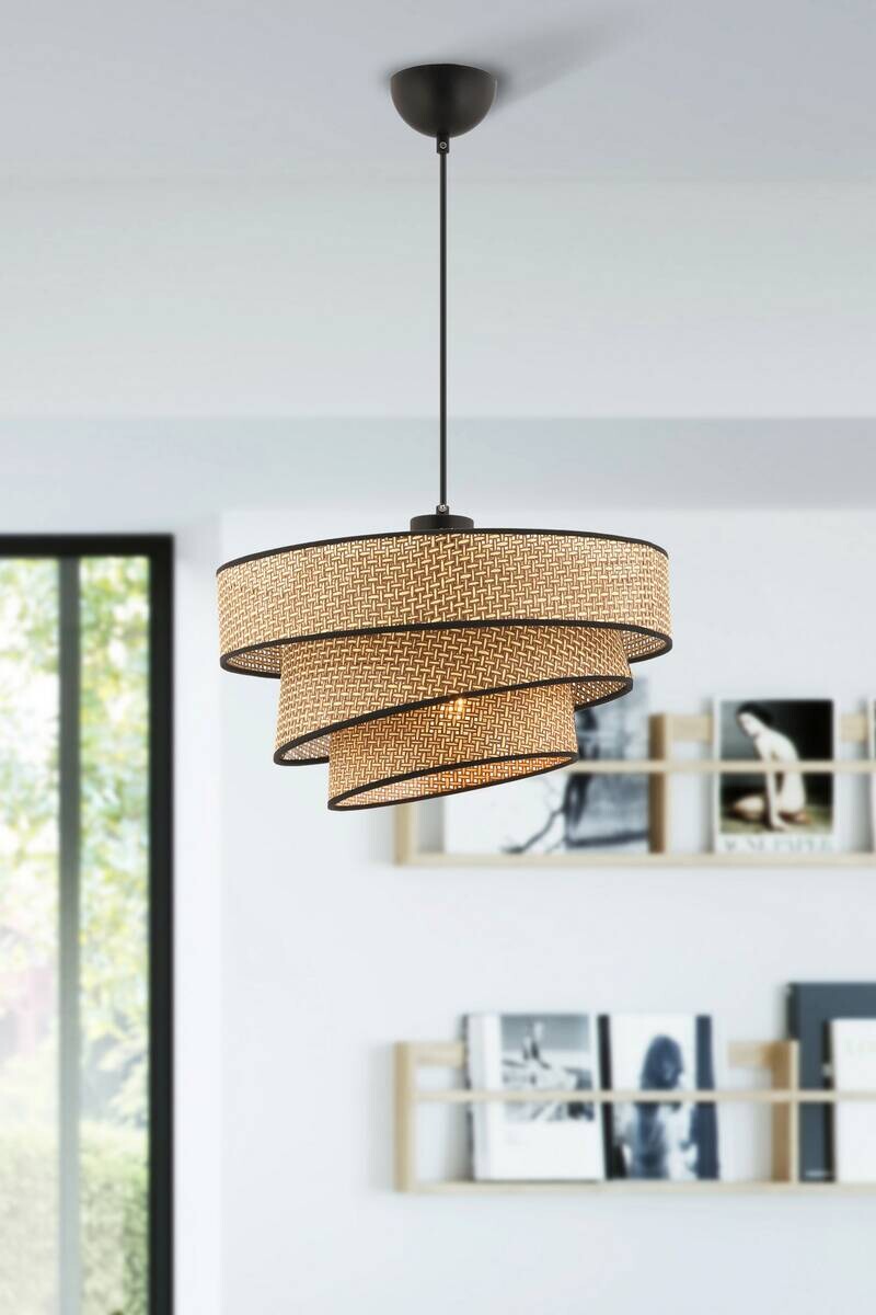 Opviq Pendelleuchte Couper beige schwarz Baumwolle Metall B/H/L: ca. 40x72x40 cm E27 1 Brennstellen