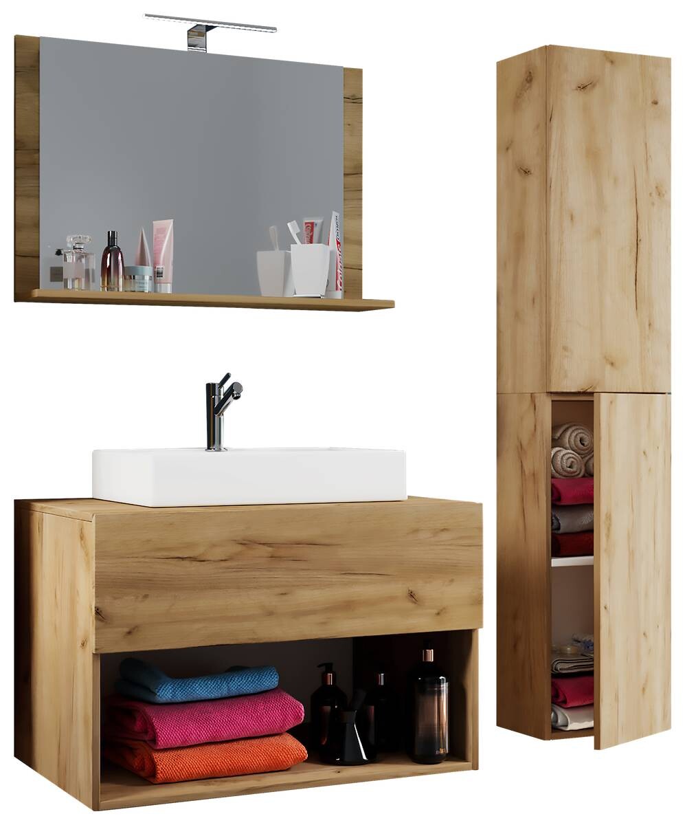 Waschplatz 4tlg-Lendas weiß Eiche Honig Nachbildung B/H/T: ca. 60x52x52 cm