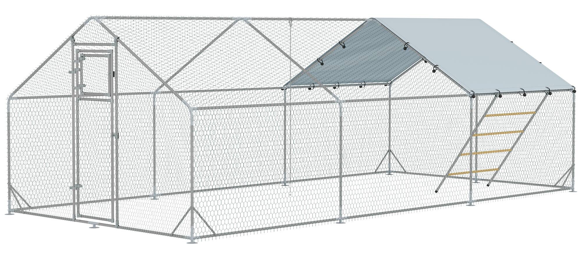 PawHut Hühnerstall silber Stahl B/H/L: ca. 600x195x300 cm