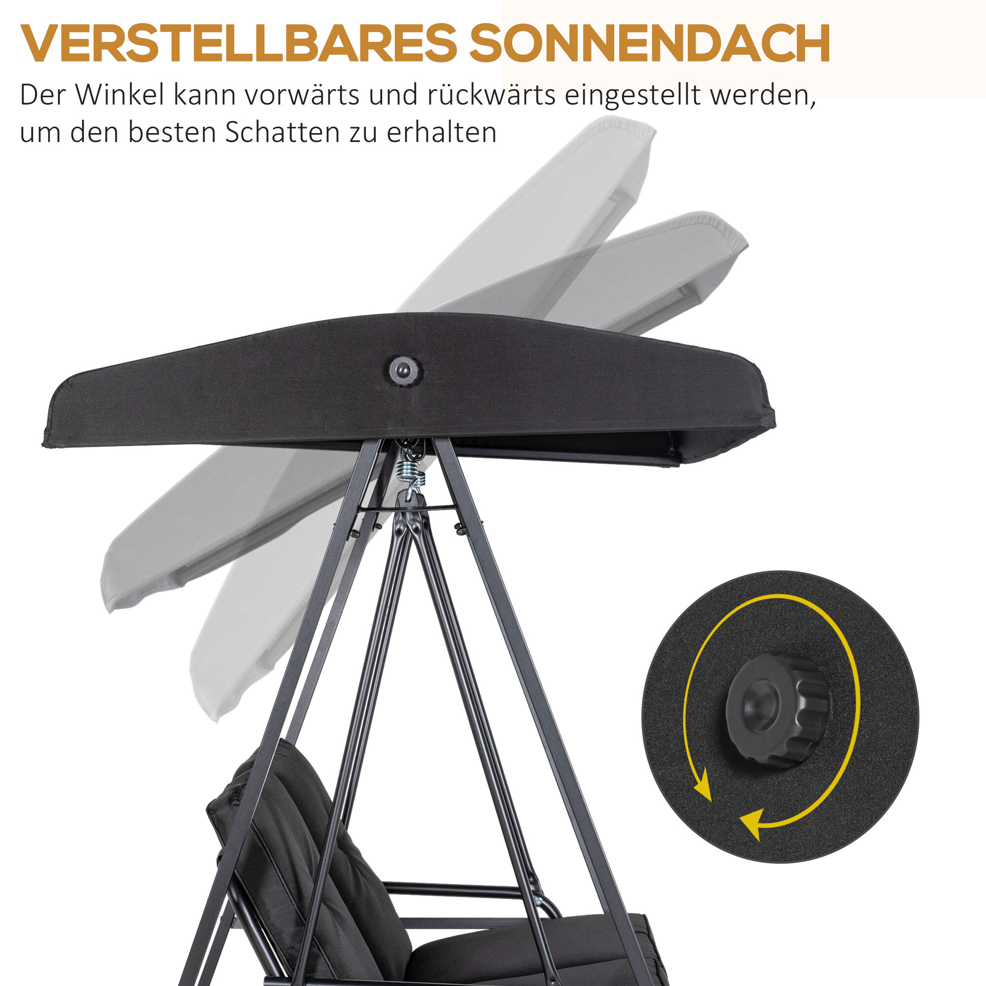 Outsunny Hollywoodschaukel schwarz Polyester B/H/L: ca. 116x172x145 cm