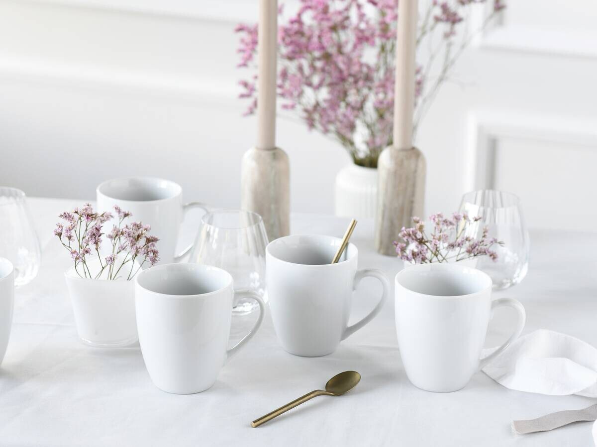 CreaTable Kaffeebecher Luna weiß Porzellan 6 tlg.