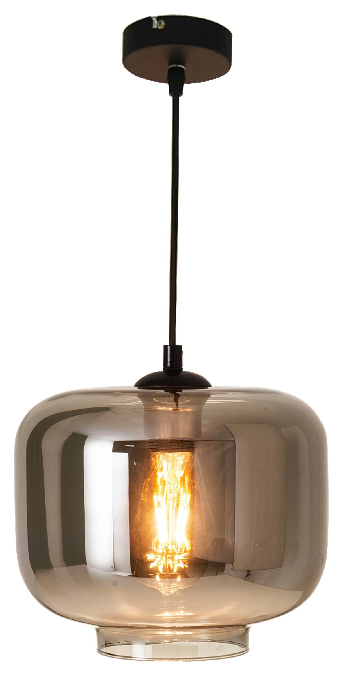 Näve Leuchten Pendelleuchte 6107797 anthrazit Metall Glas B/H/T: ca. 25x121x25 cm E27 1 Brennstellen