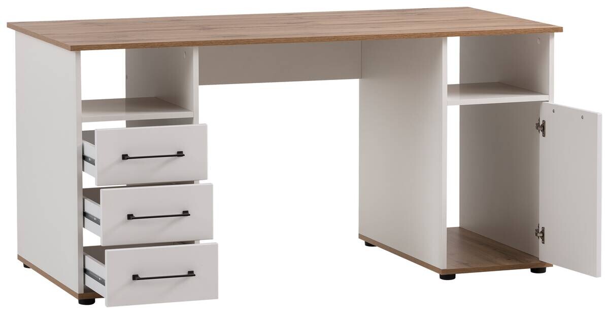 Schreibtisch Jelda Eiche Landhaus Nachbildung weiß B/H/T: ca. 150x74x70 cm