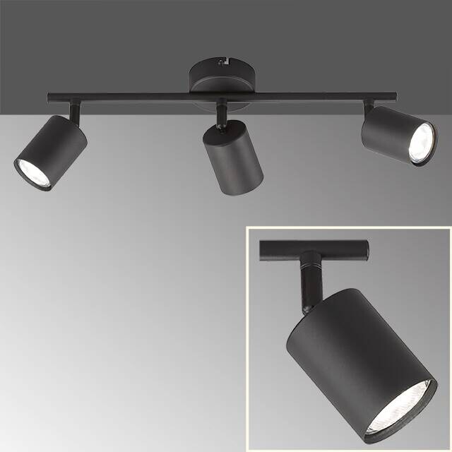 Fischer & Honsel LED-Deckenleuchte 21130 schwarz Metall B/H/T: ca. 42x14x8 cm 3 Brennstellen