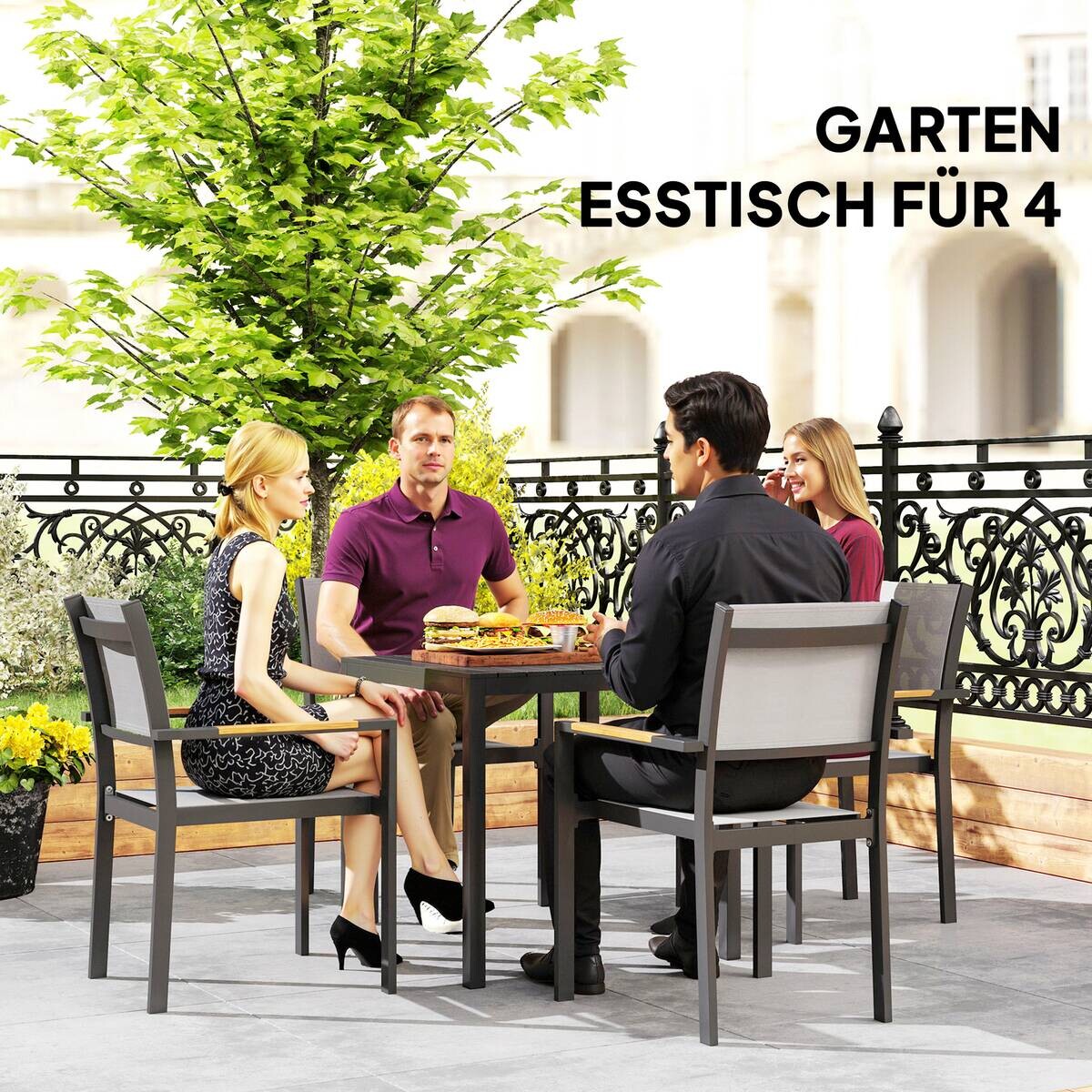 Outsunny Gartentisch schwarz Kunststoff B/H/L: ca. 73x72x73 cm