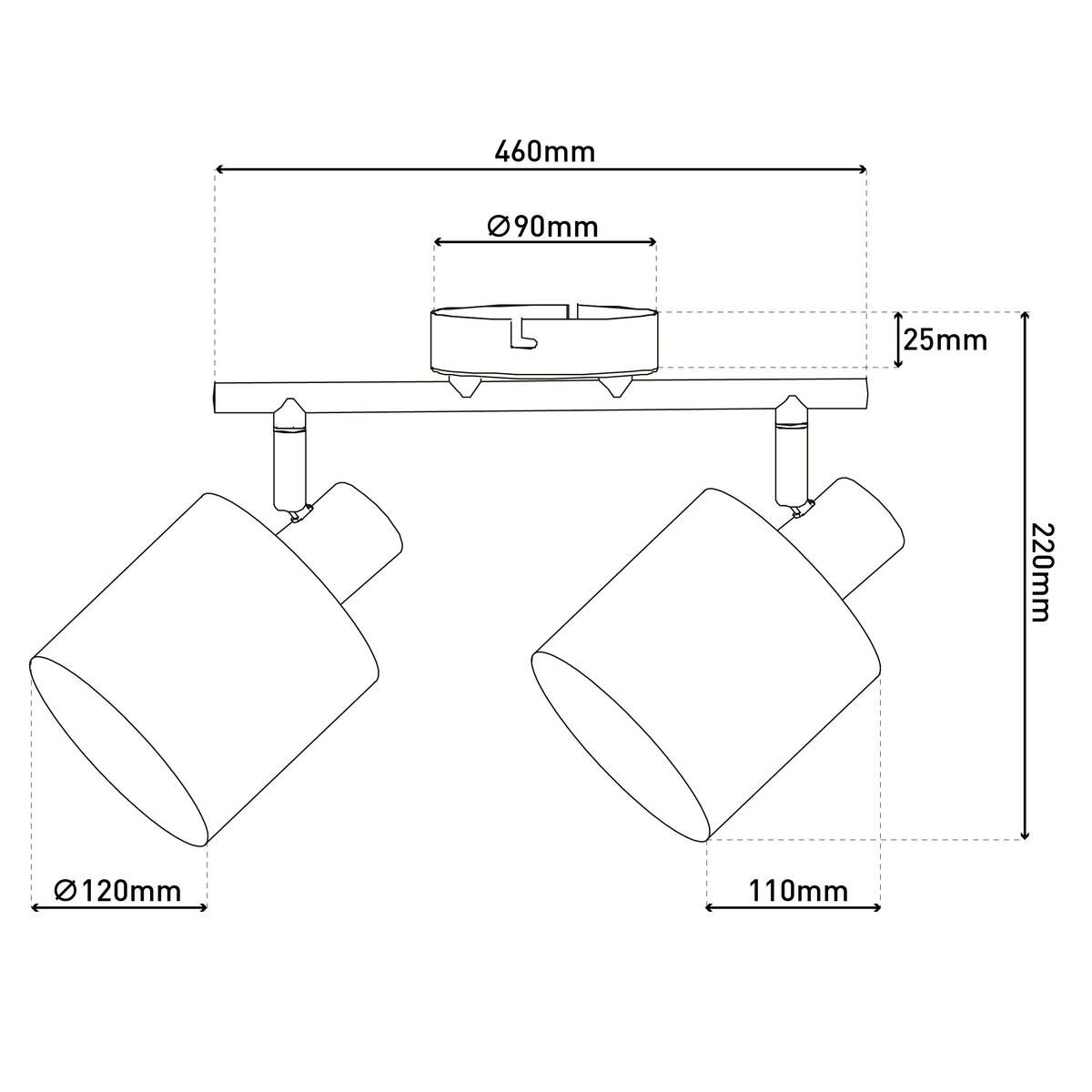 Näve Leuchten Spotleuchte 1386544 natur Metall Textil B/H/T: ca. 12x22x46 cm 2 Brennstellen