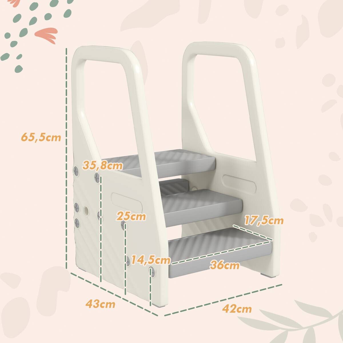 AIYAPLAY Kinder Tritthocker grau B/H/L: ca. 42x65,5x43 cm
