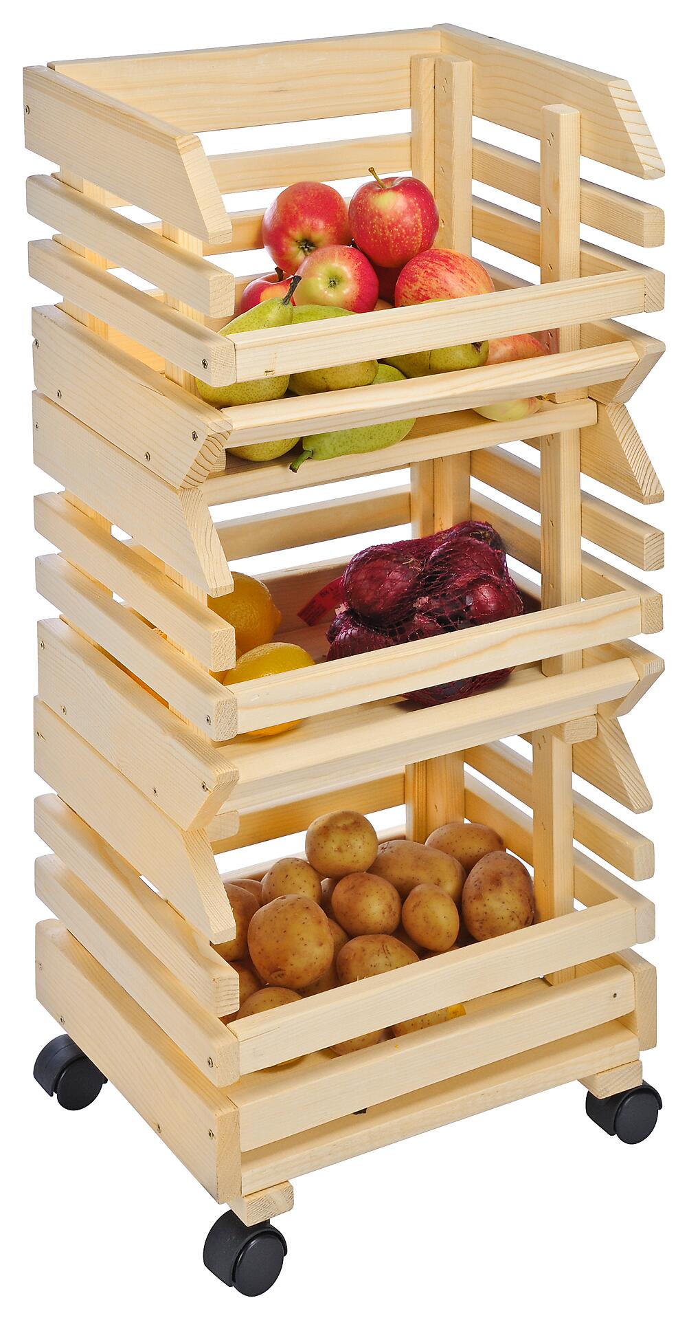 HI Obsthorde 3-teilig natur Kiefer B/H/T: ca. 37x80x25 cm