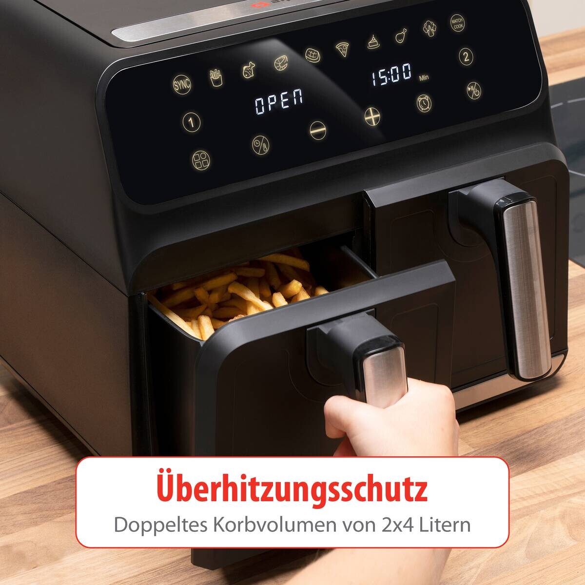 alpina Heißluftfritteuse 871125224012 schwarz Kunststoff B/H/L: ca. 38x36x32 cm ca. 8 l