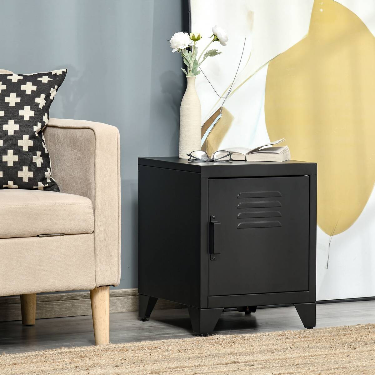 Nachtkonsole 831-429BK schwarz B/H/T: ca. 40x50x40 cm