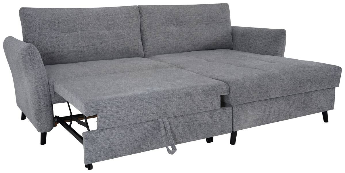 Ecksofa mit Bettfunktion und Bettkasten grau Microfaser B/H/T: ca. 235x90x159 cm