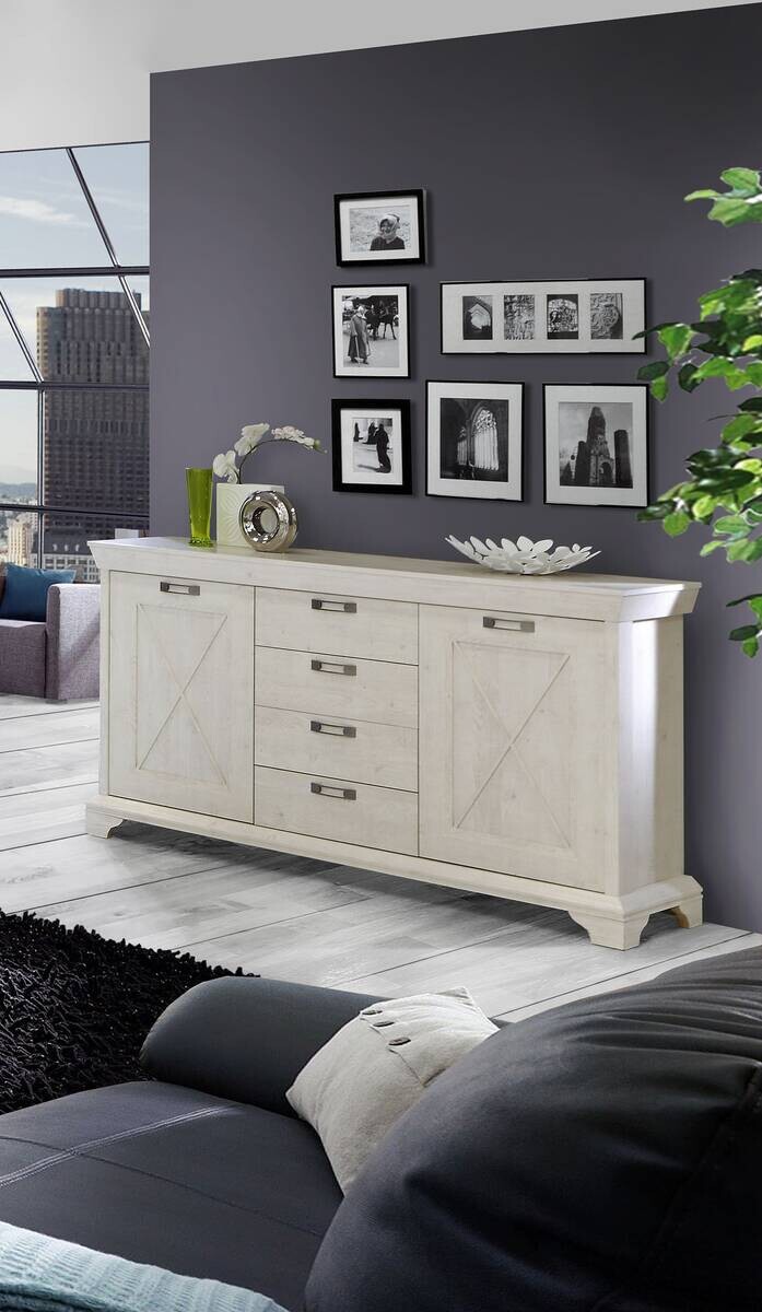 Sideboard weiß Pinie Nachbildung B/H/T: ca. 178x96x48 cm