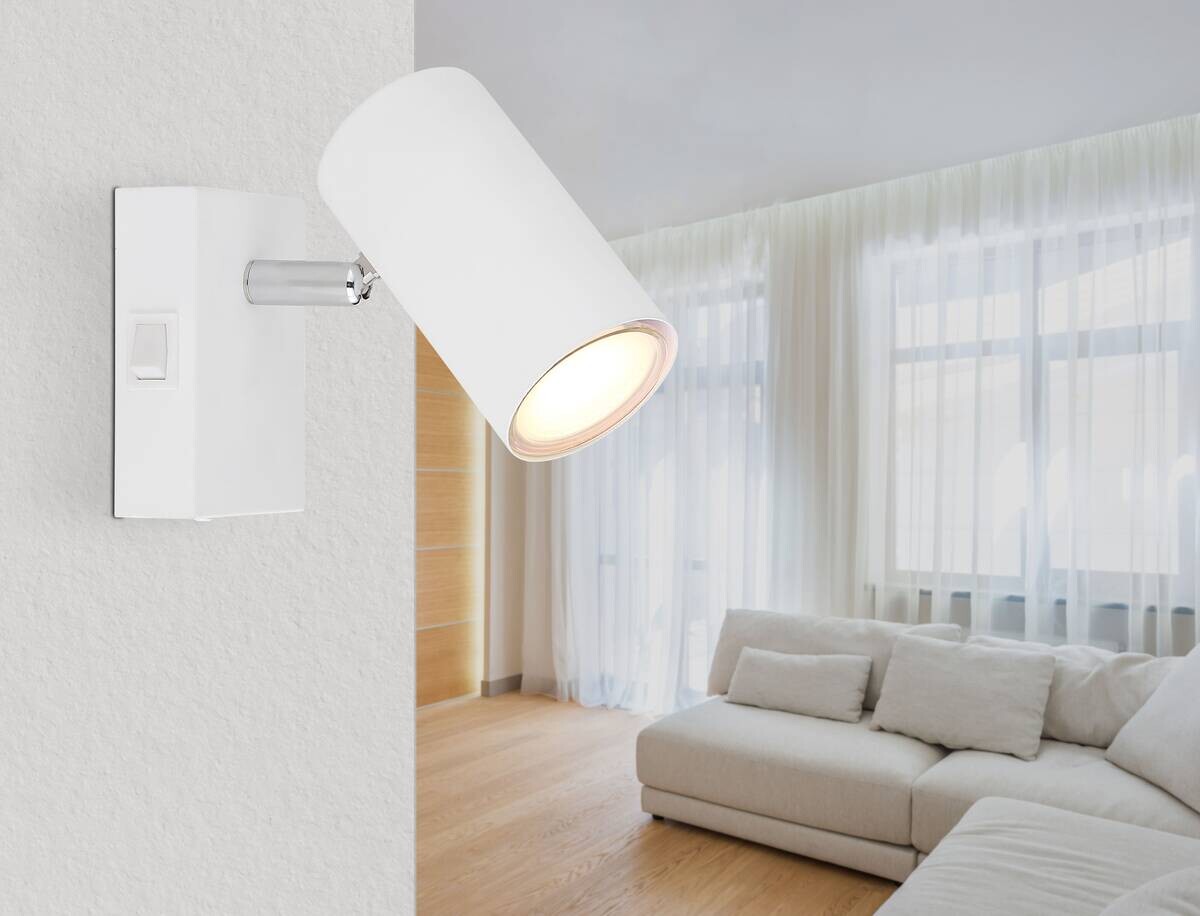 GLOBO Spot weiß Chrom Metall B/H/L: ca. 7x10x12 cm GU10 1 Brennstellen