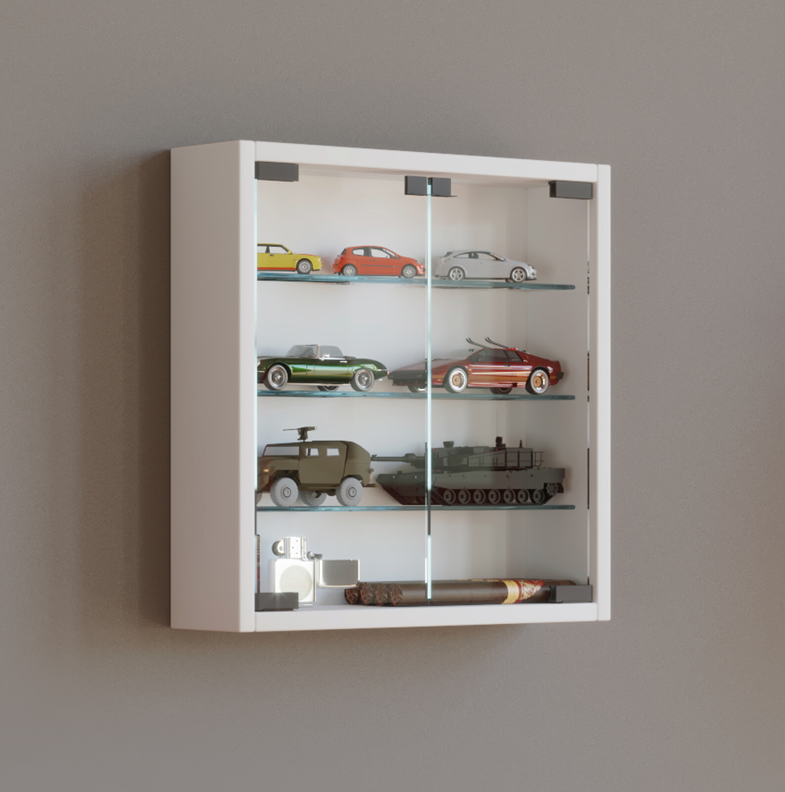 Vitrine Mandosa S weiß Holzwerkstoff Glas B/H/T: ca. 40x40x10 cm