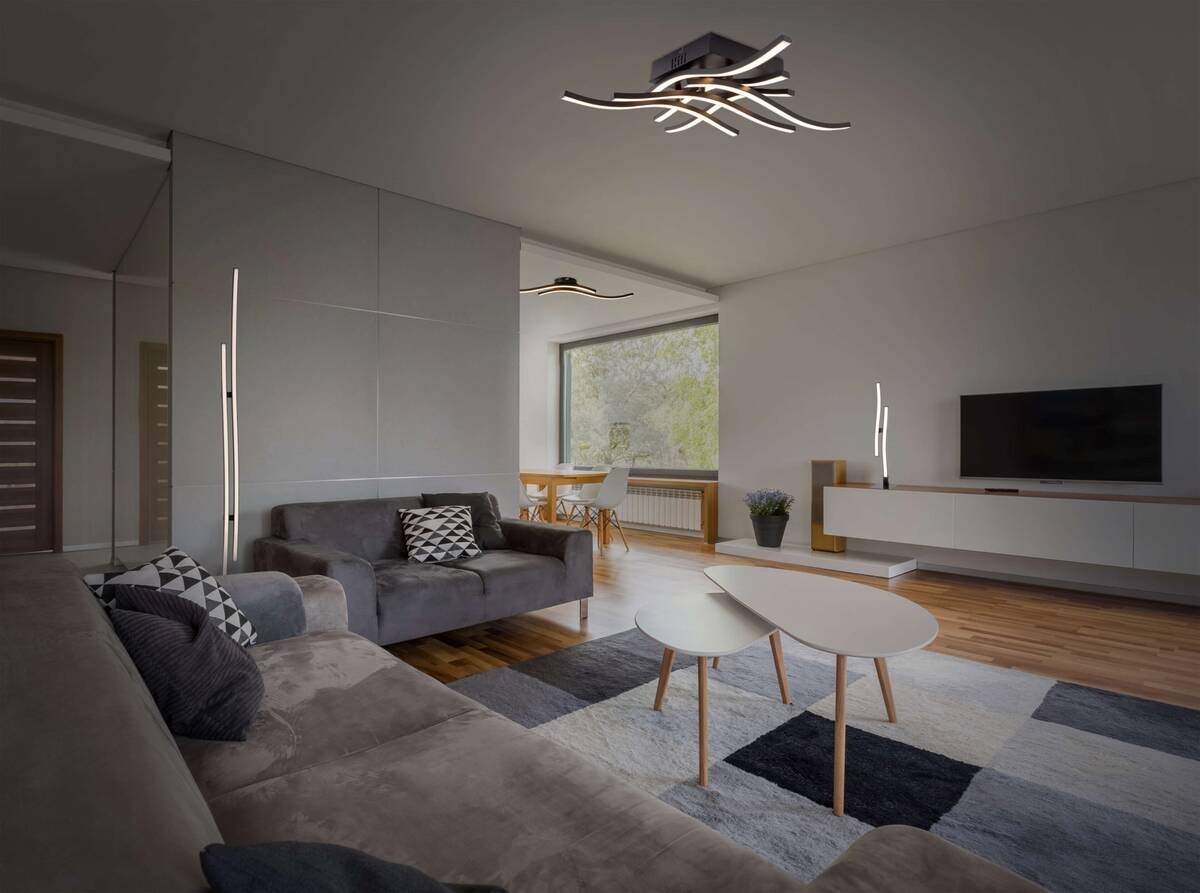 Näve Leuchten Deckenleuchte 1383122 schwarz Kunststoff Metall B/H/T: ca. 13x7,3x65 cm null 2 Brennstellen