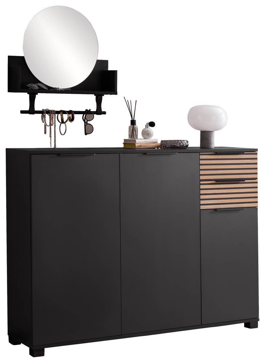 Schuhschrank Alexa schwarz matt B/H/T: ca. 141,9x105,5x35 cm