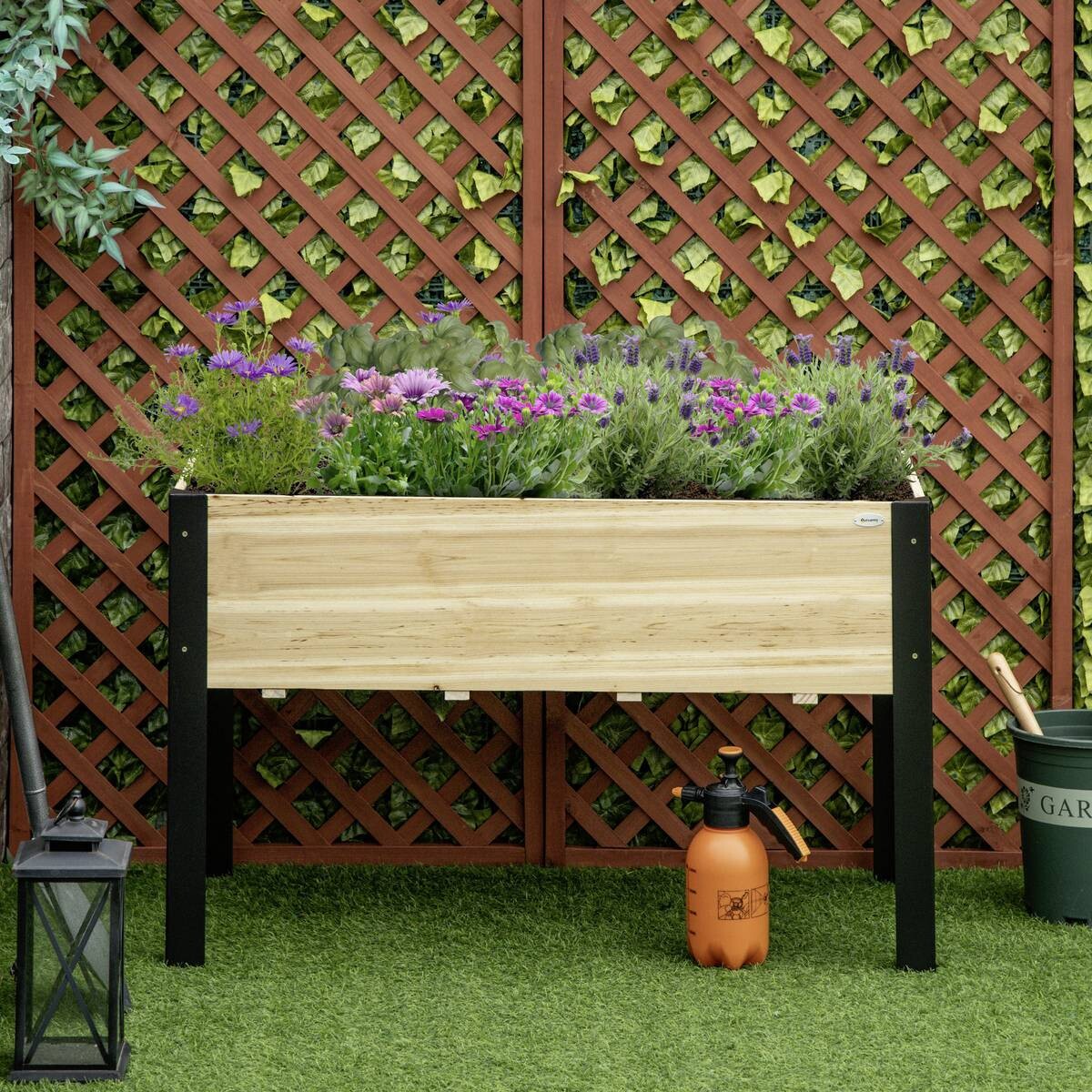 Outsunny Hochbeet schwarz Stahl B/H/L: ca. 60x74x120 cm