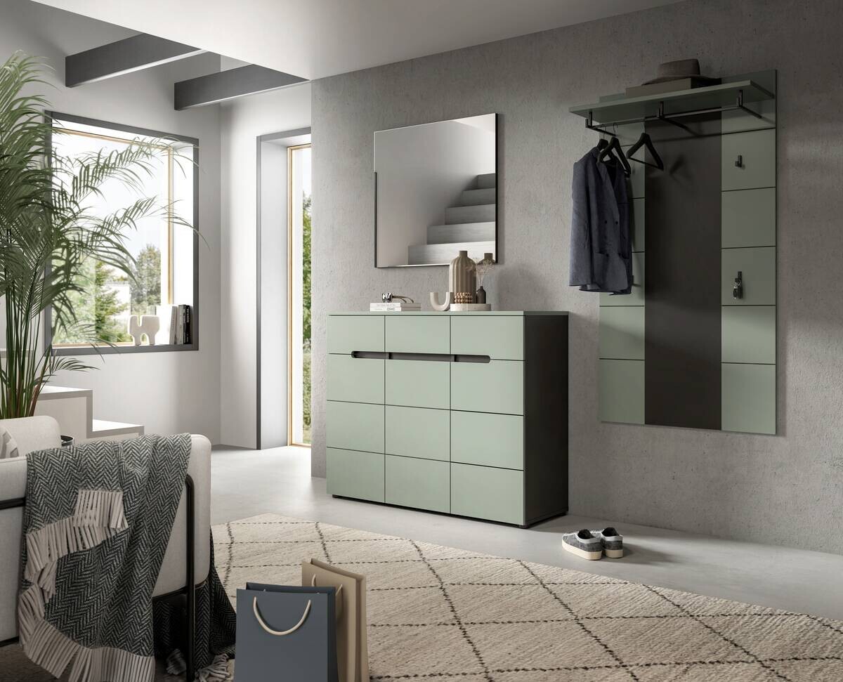 Schuhkommode Canu grün basaltgrau Nachbildung B/H/T: ca. 94x120x37 cm