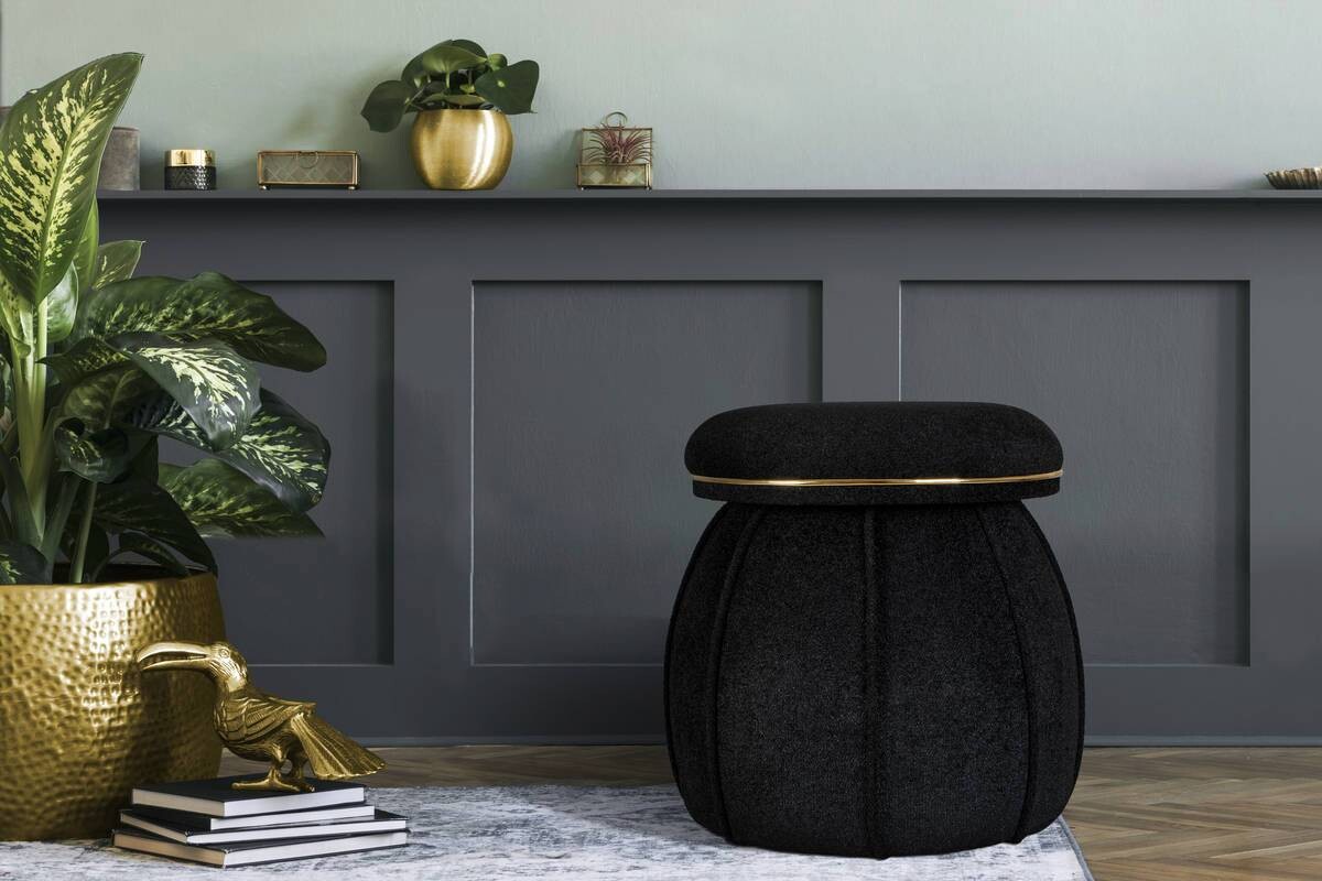 360 Living Hocker Corin 110 schwarz gold H/T: ca. 51,5x51,5 cm