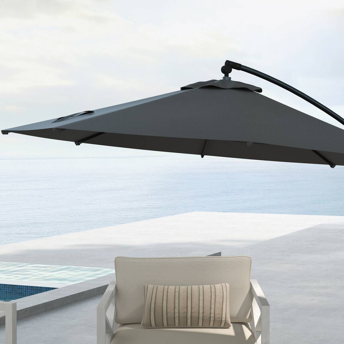 Outsunny Ampelschirm grau Metall B/H/L: ca. 293x260x293 cm