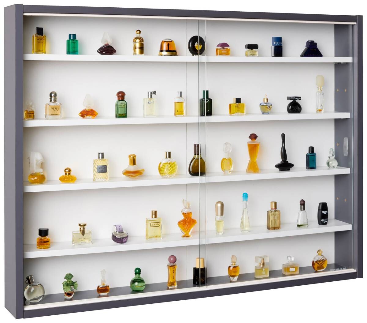 Sammelvitrine Collecty grau weiß B/H/T: ca. 80x9,5x60 cm