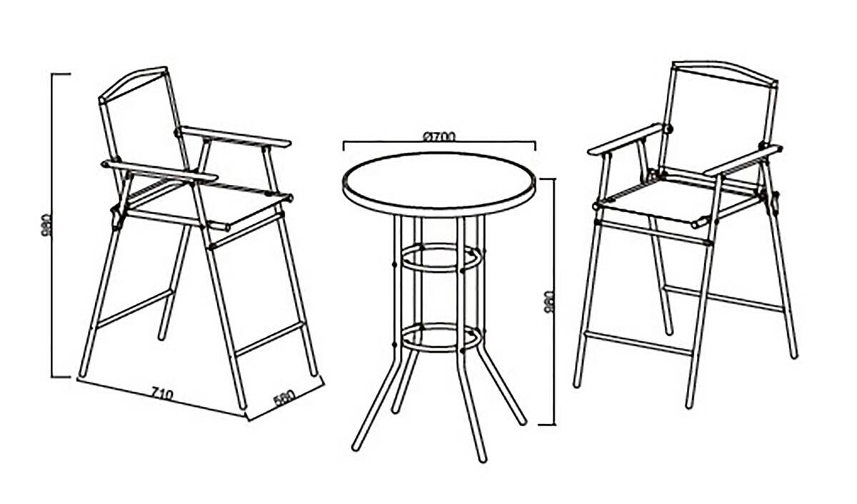 VCM Gartensitzgruppe Garlos anthrazit Stahl B/H/L: ca. 70x108x70 cm