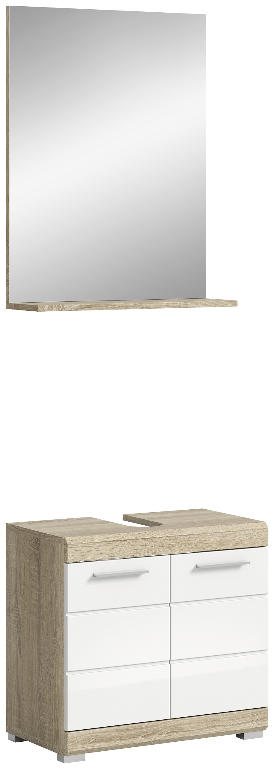 Badezimmer-Set Lambada Eiche Sonoma Nachbildung weiß Hochglanz B/H/T: ca. 60x191x34 cm