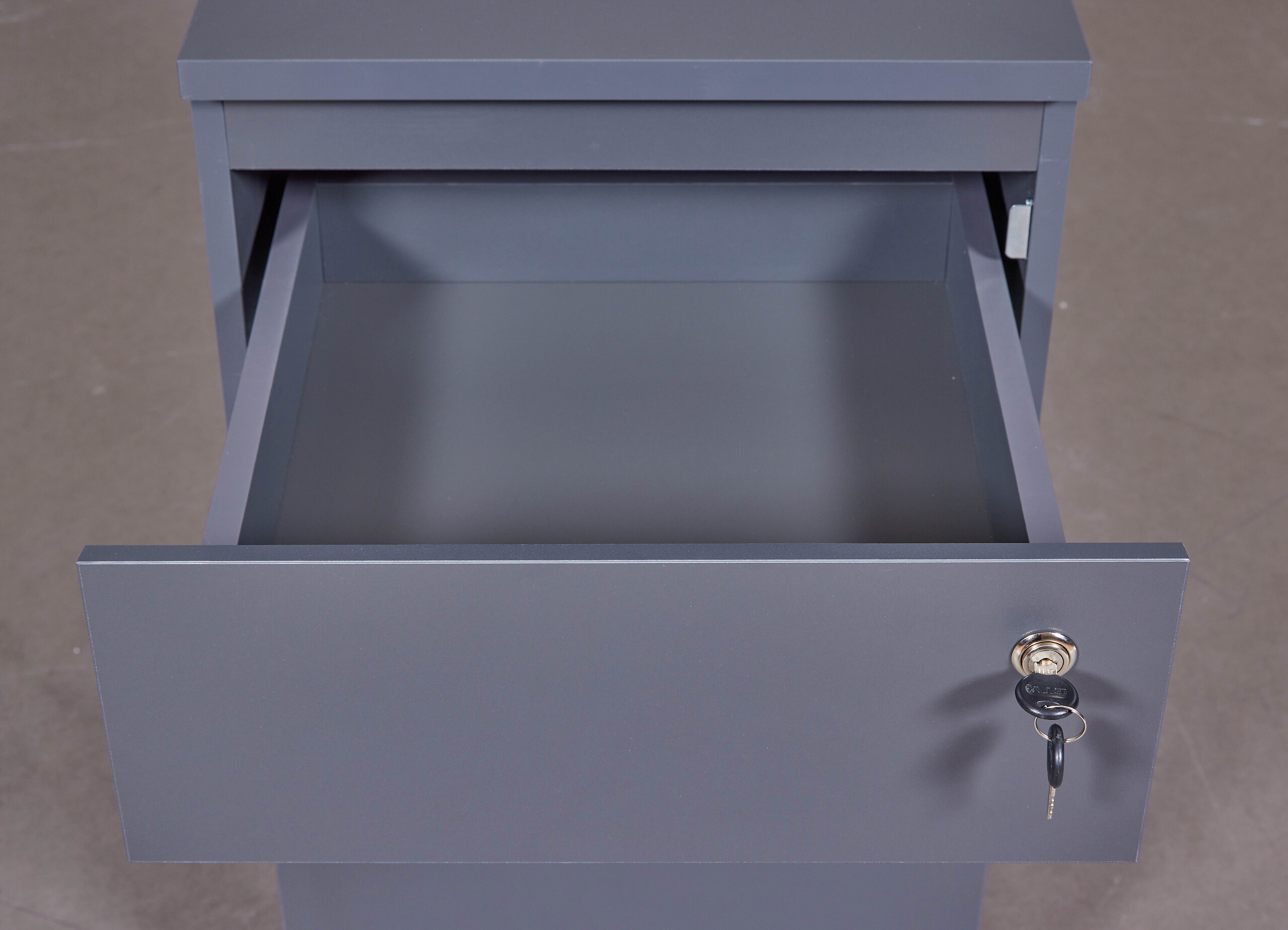 Rollcontainer FILE GUARD anthrazit beschichtet Nachbildung Holz B/H/L: ca. 51,3x76,9x44 cm