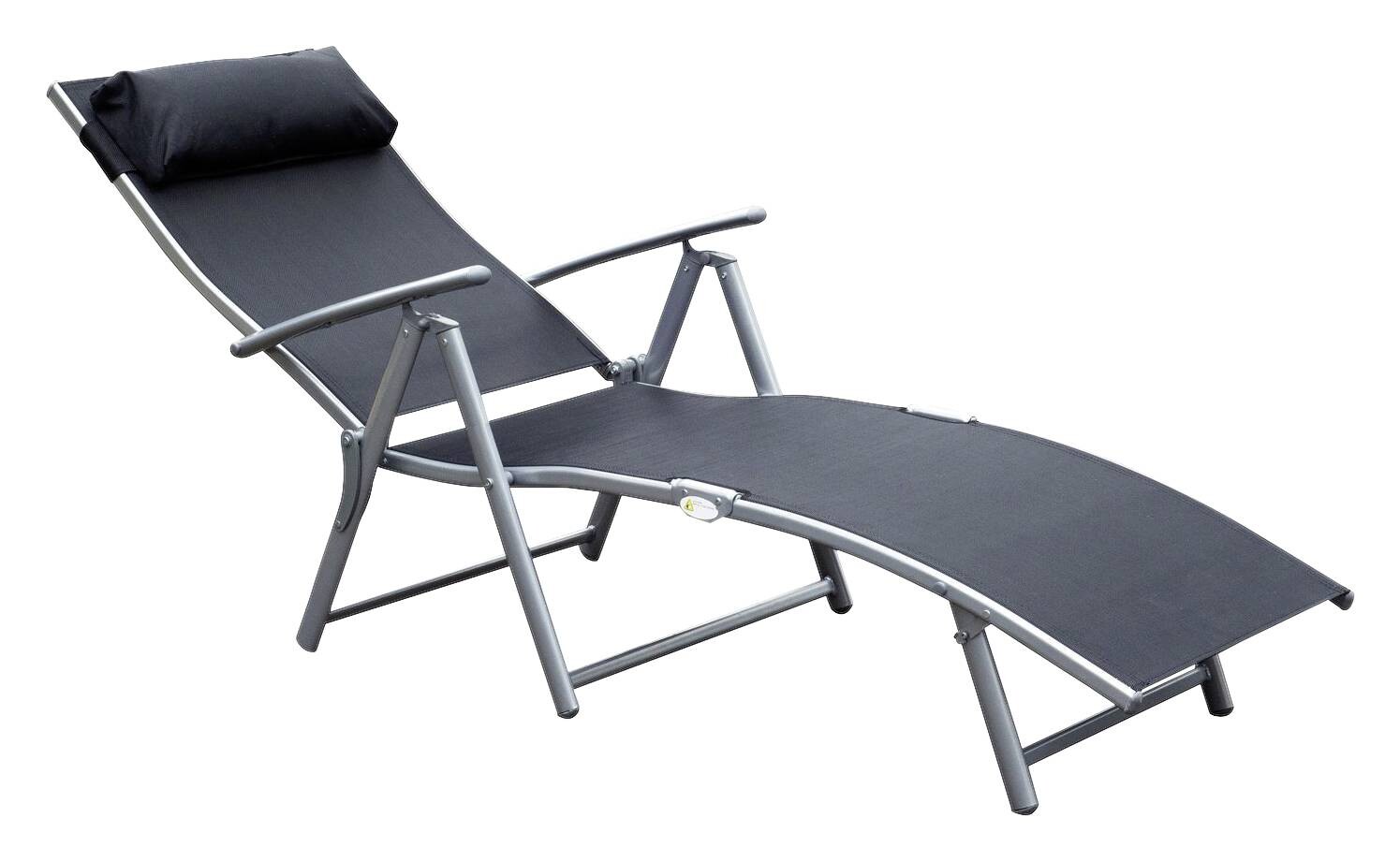 Outsunny Gartenliege schwarz Metall B/H/L: ca. 63,5x100,5x180 cm